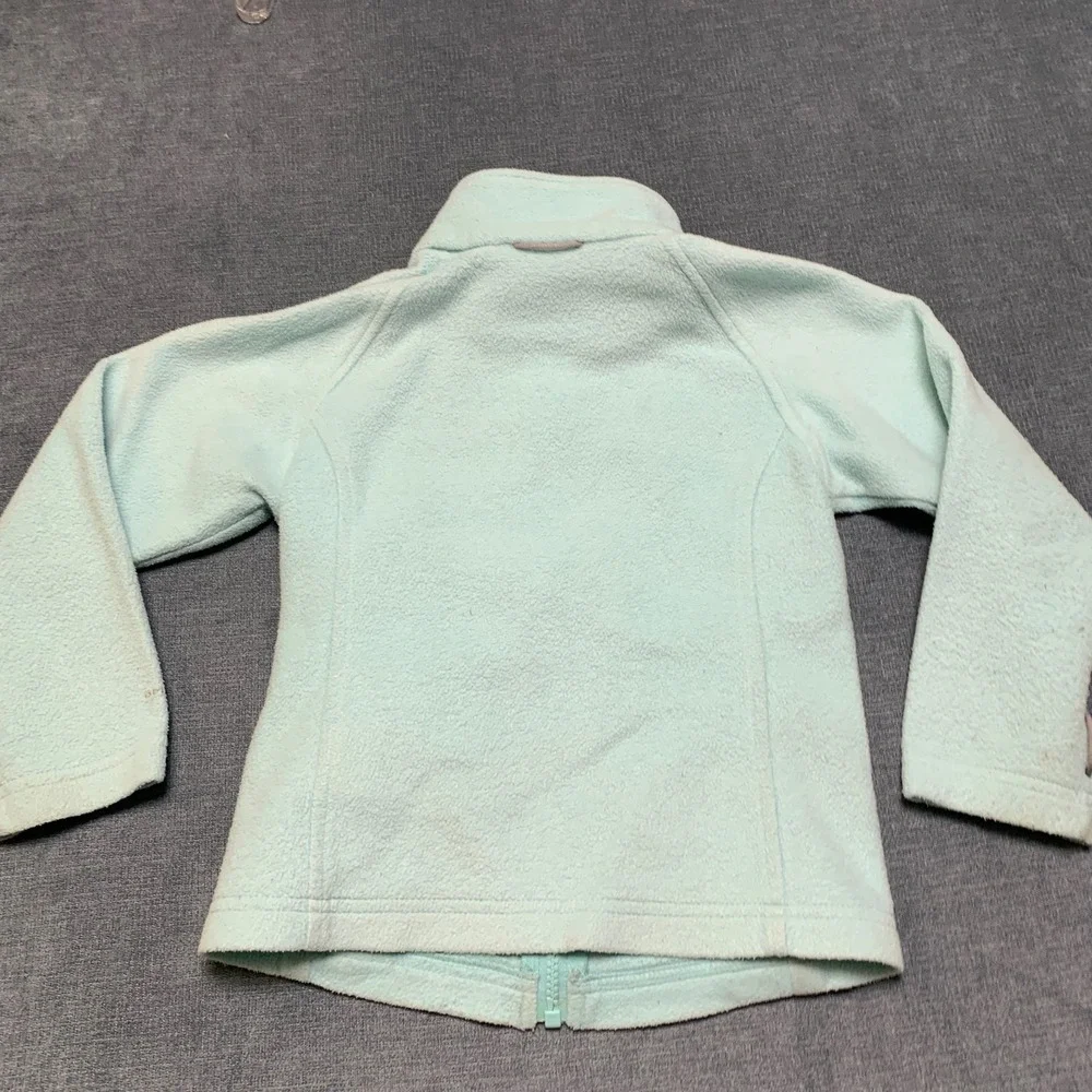 Columbia Fleece Jacket Girls XS Aqua Logo Mock Neck Long Sleeve Full Zip Winter
